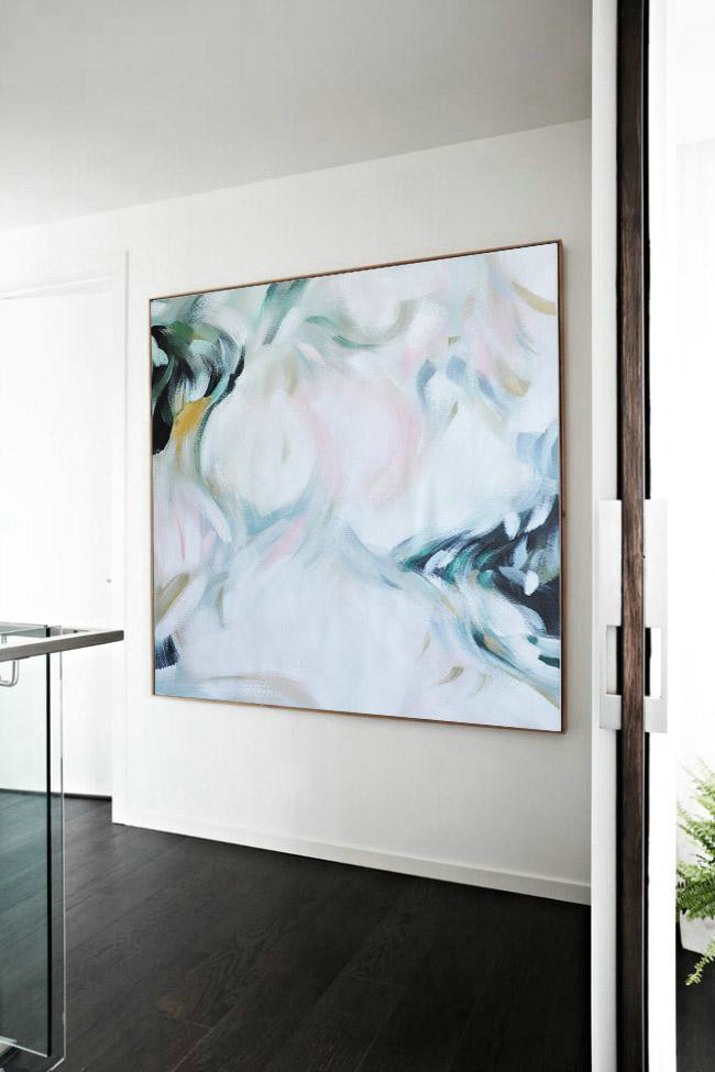 Extra Large Abstract Painting On Canvas,Oversized Abstract Painting On Canvas,Abstract Art Decor Large Canvas Painting,White,Green,Pink,Black.etc